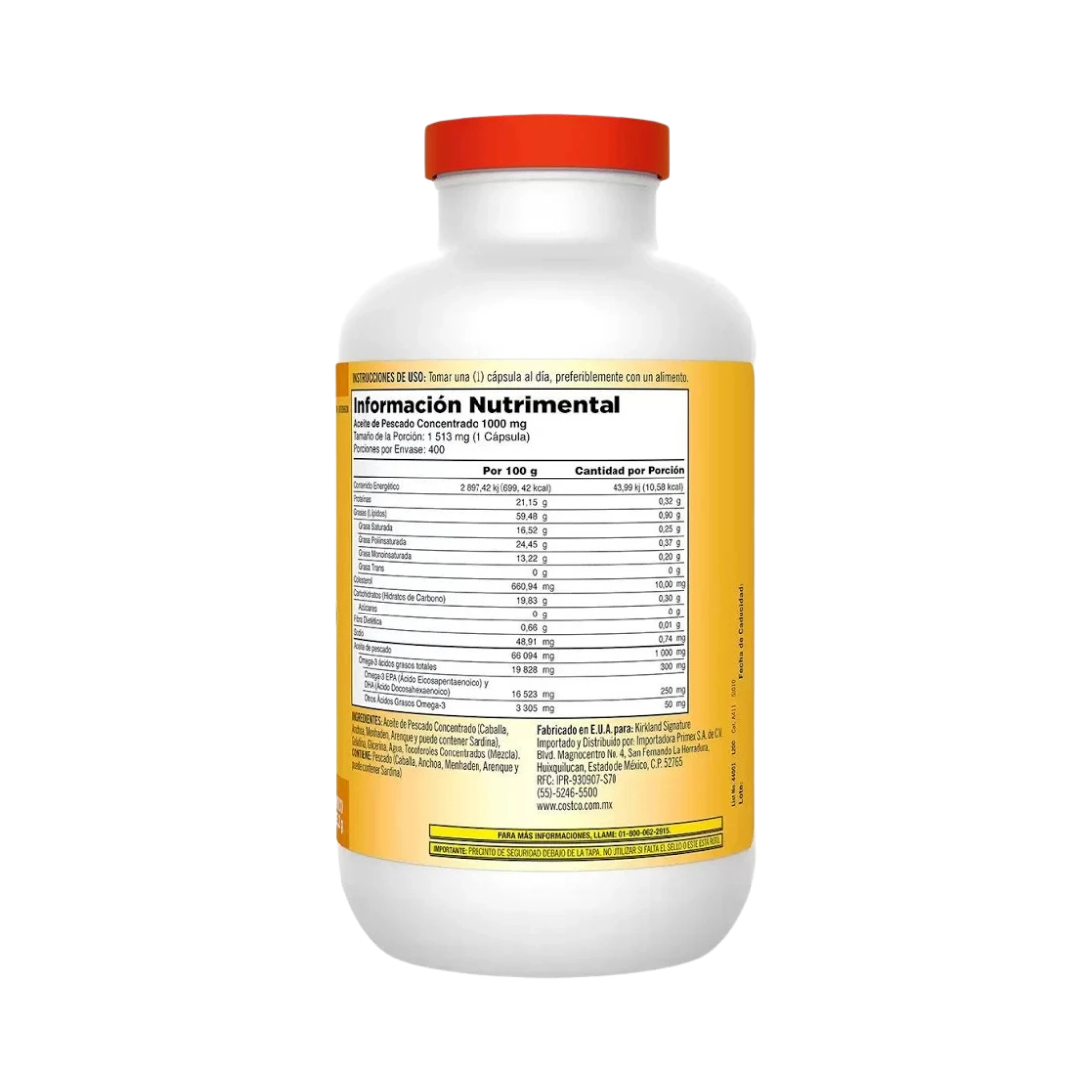 Fish OIL 1000mg 400 Tabs info nutricional