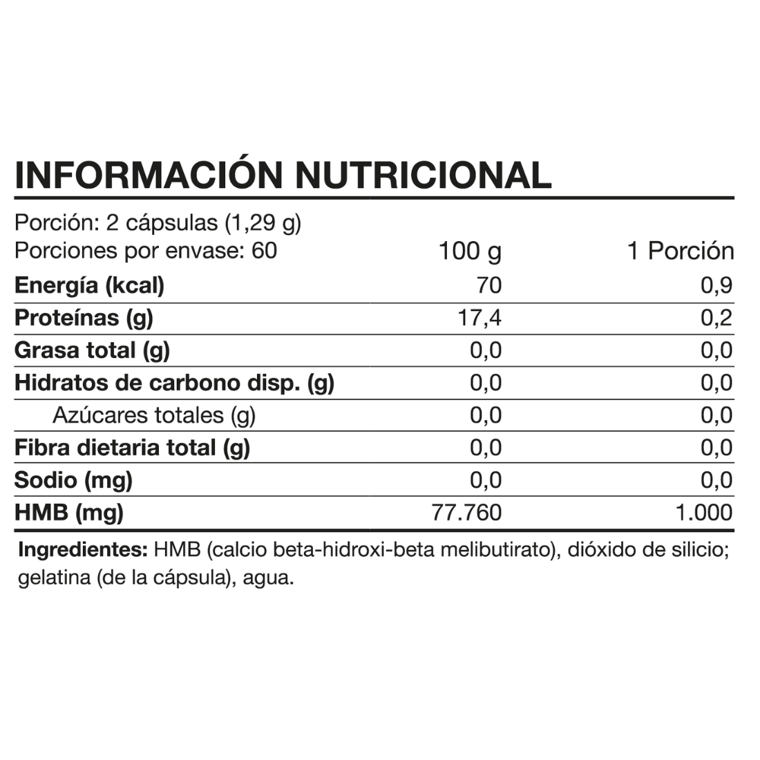 HMB Advance 1000mg 120 Caps - Foodtech info nutricional
