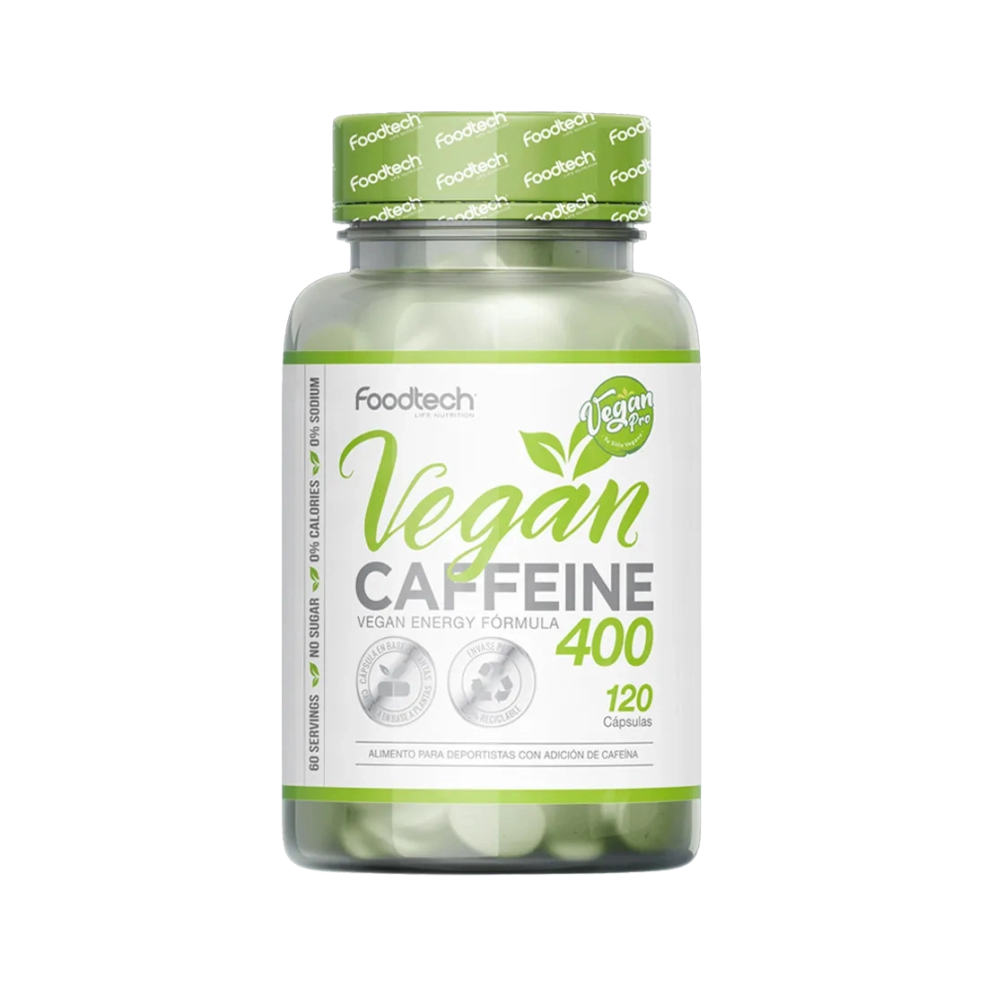 Cafeína en cápsulas Vegan Caffeine 400 120 caps Foodtech