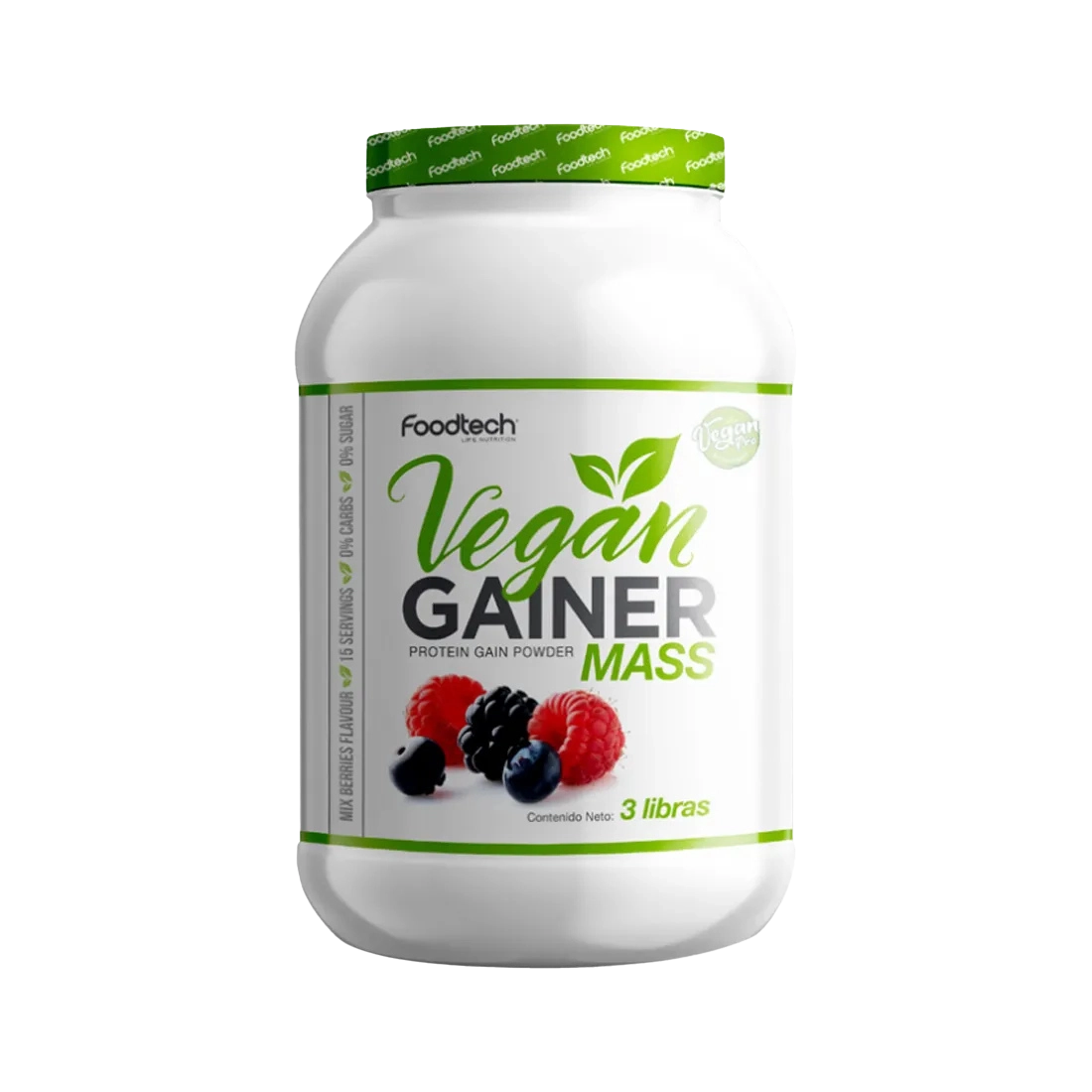Mass gainer vegano 3 lb Foodtech sabor chocolate