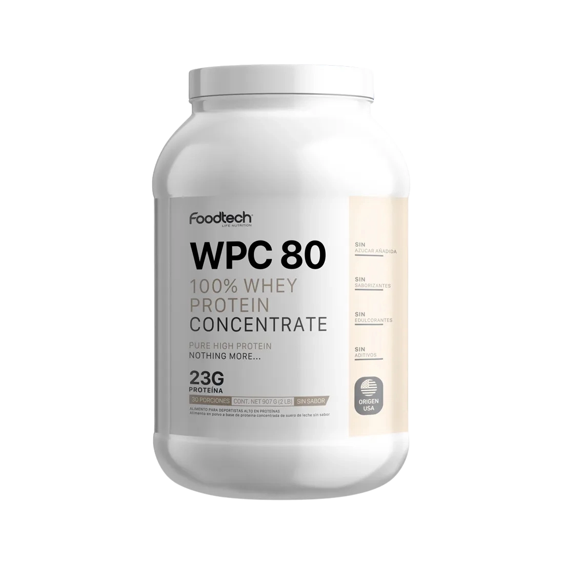 Proteina whey sin sabor 2 lb Foodtech WPC80