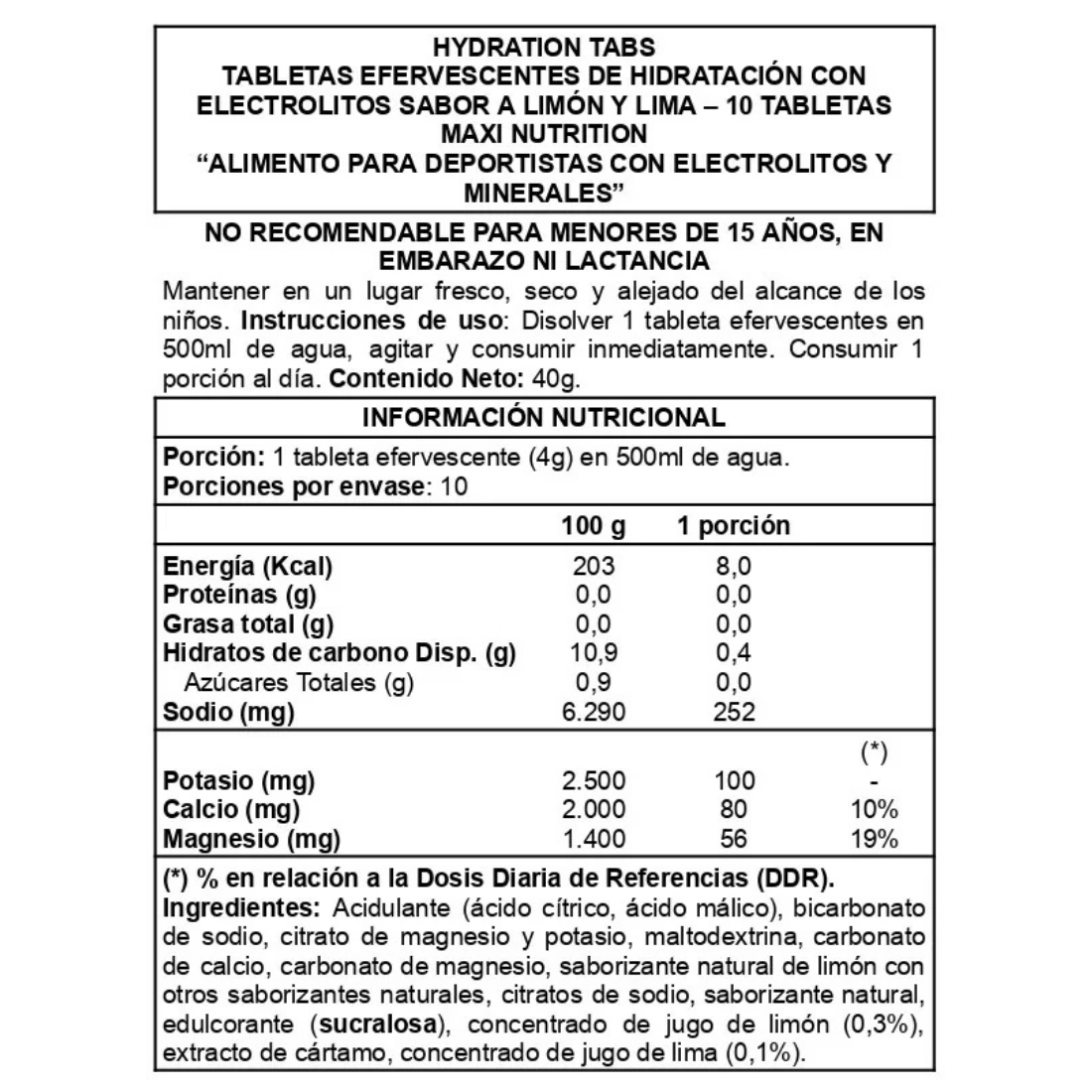 Caja-Hydration-Tabs-6unid-Maxi-Nutrition Lemon Lima-info
