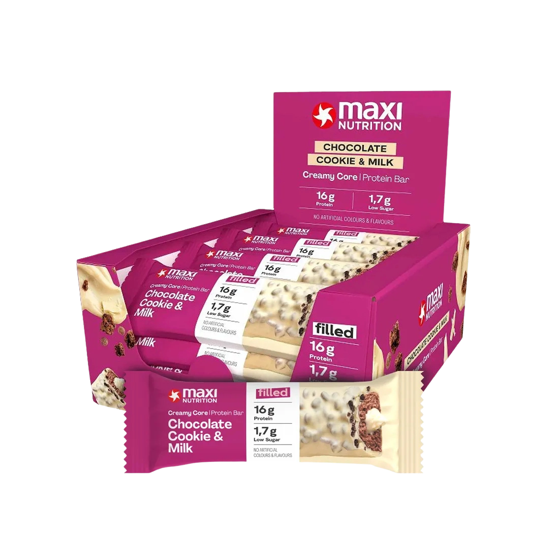 Caja de barras proteicas Creamy Core 12 unidades Maxi Nutrition