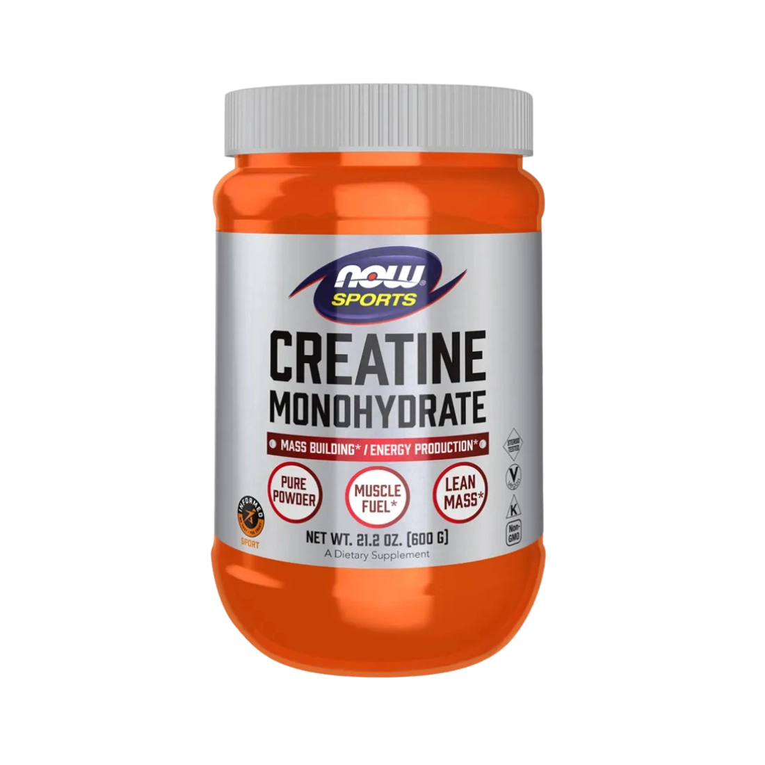 Creatina monohidratada 600 g NOW Foods en polvo sin sabor