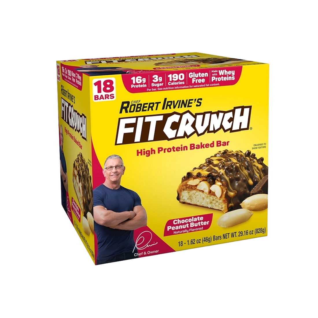 Fit Crunch Bar 18 Unidades Robert Irvine’s barra de proteínas sabor mantequilla de maní con chocolate