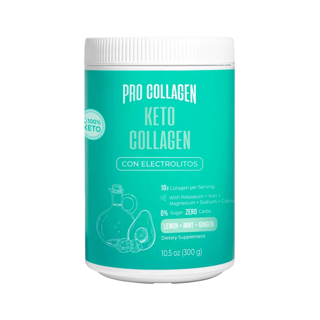 keto collagen 300 g procollagen con electrolitos limon menta jengibre