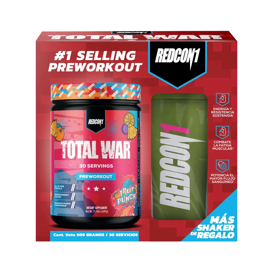 Pack Total War pre entreno 30 servicios con shaker Redcon1
