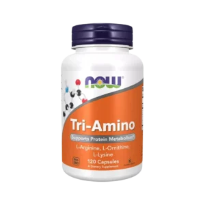 Tri amino now foods 120 caps aminoácidos arginina lisina ornitina