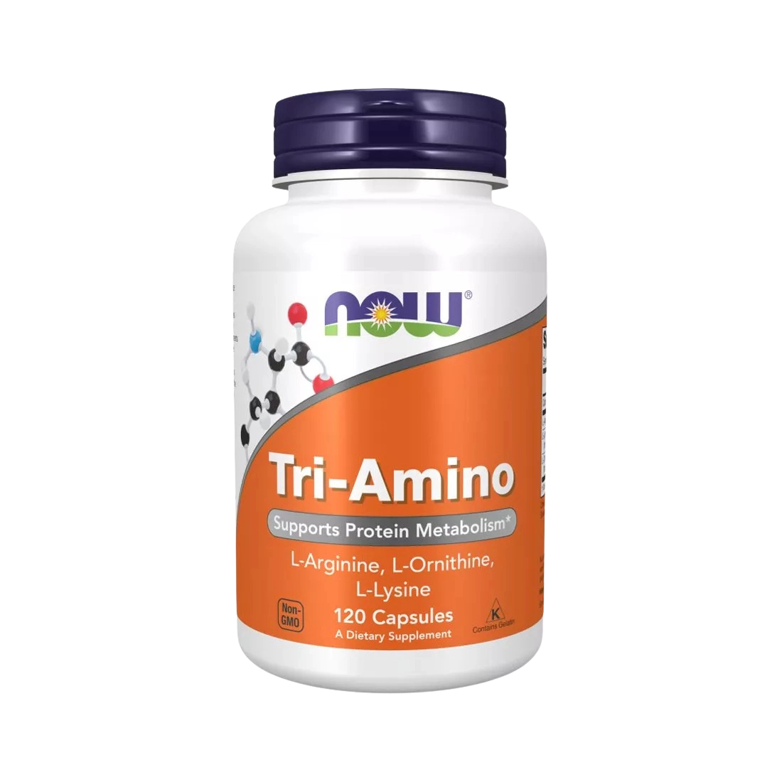 Tri amino now foods 120 caps aminoácidos arginina lisina ornitina