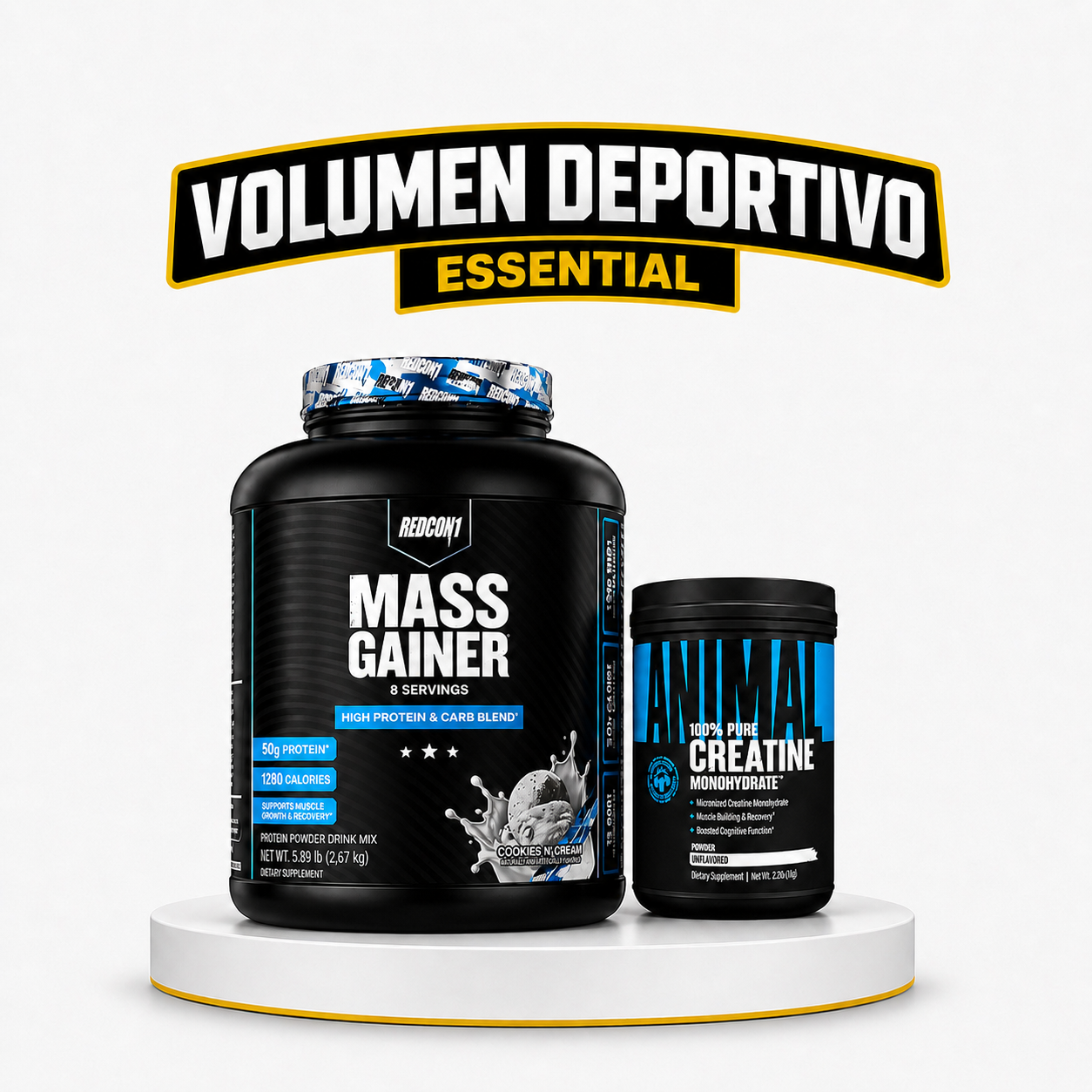 Pack Volumen Deportivo Essential Bee Fitness con Mass Gainer Redcon1 y Creatina Animal