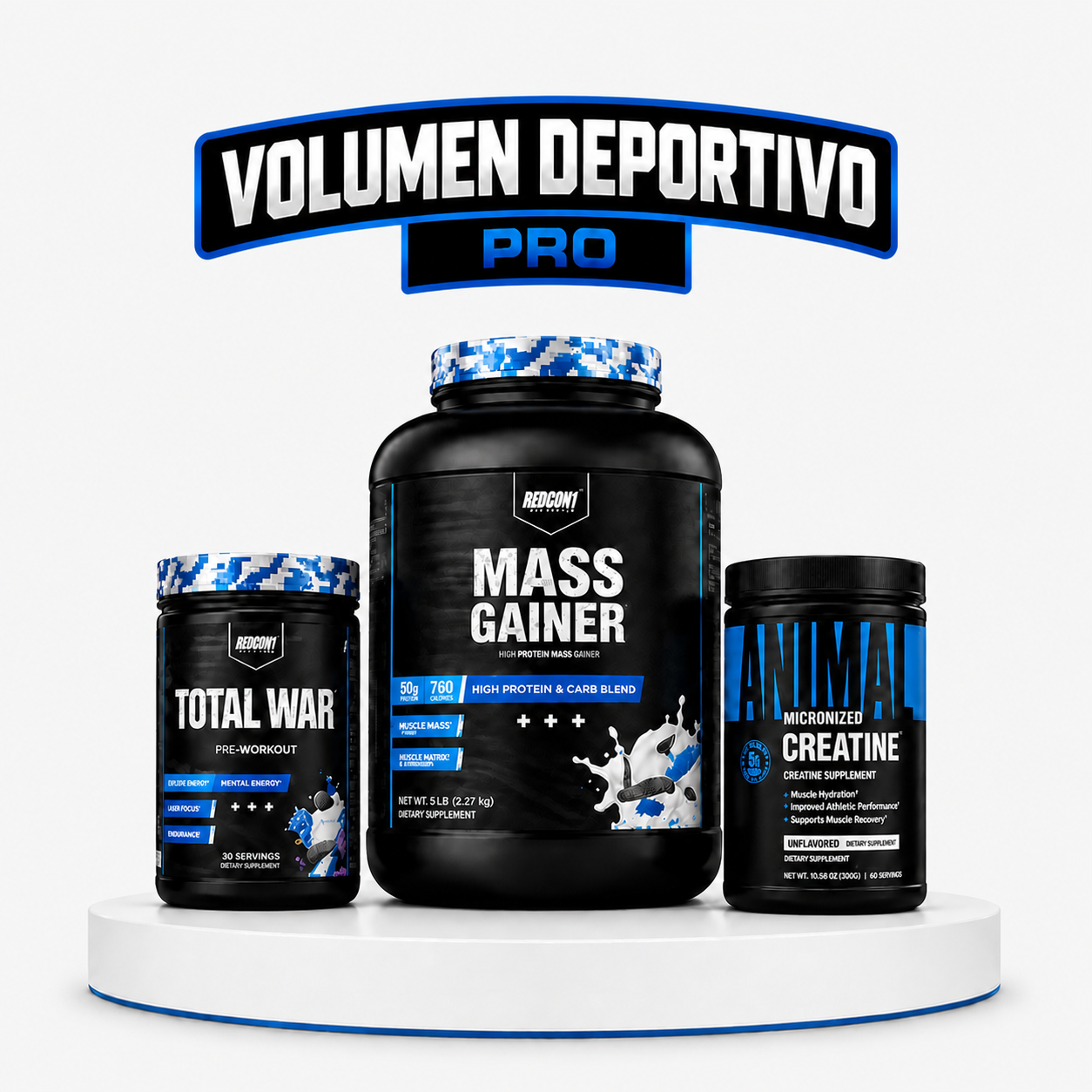 Pack Volumen Deportivo Pro Bee Fitness con Mass Gainer Redcon1, Creatina Animal y Total War Redcon1