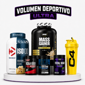 Pack Volumen Deportivo Ultra Bee Fitness con ISO100 Dymatize, Mass Gainer Redcon1, Creatina Animal, Total War, BCAA 6000 y Shaker C4