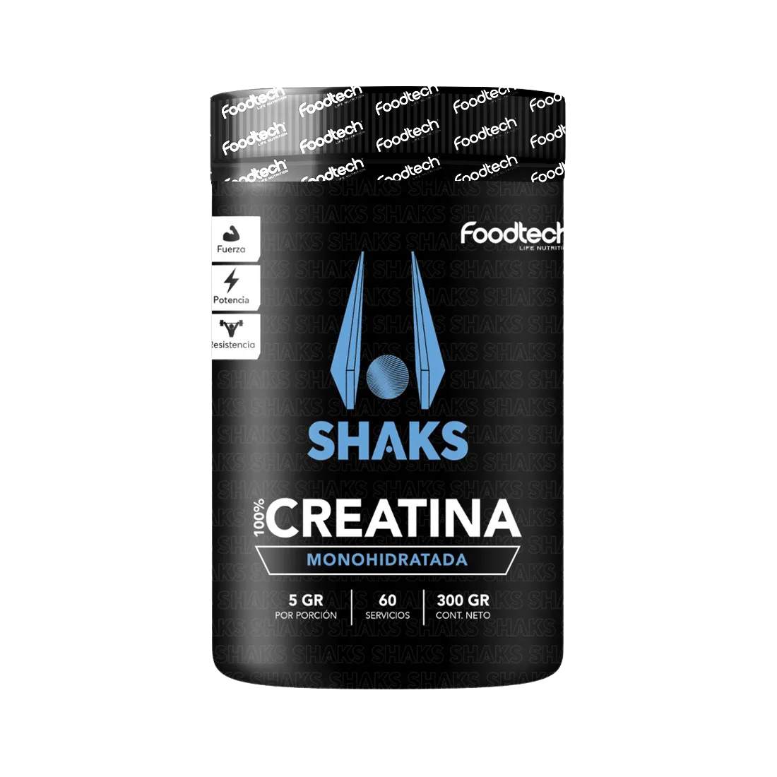 Creatina Monohidratada Foodtech Shaks 300 g sin sabor
